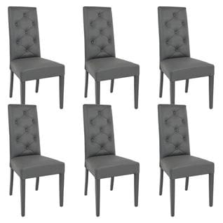 Lot De 6 Chaises Simili Gris Et Pieds Laqués - Trevi