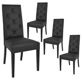 Lot De 4 Chaises Simili Noir Et Pieds Laqués - Trevi