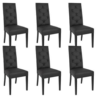 Lot De 6 Chaises Simili Noir Et Pieds Laqués - Trevi