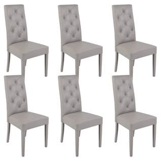 Lot De 6 Chaises Simili Gris Clair Et Pieds Laqués - Trevi