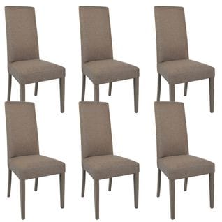 Lot De 6 Chaises Tissu Chevreuil Et Pieds Laqués - Lascala