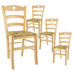 Lot De 4 Chaises Naturelles Et Assises En Paille - Naples