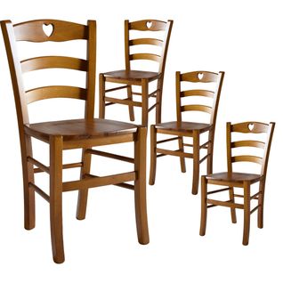 Lot De 4 Chaises Teinté Chêne Et Assises En Bois - Naples