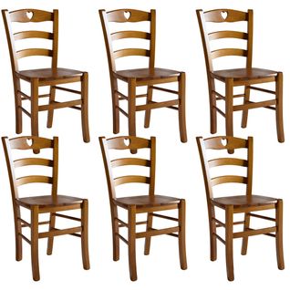 Lot De 6 Chaises Teinté Chêne Et Assises En Bois - Naples