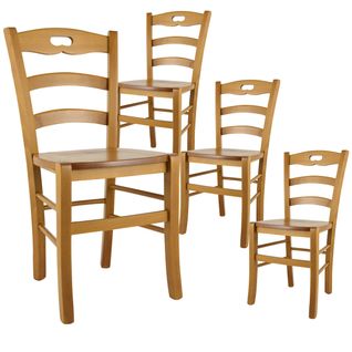 Lot De 4 Chaises Teinté Chêne Et Assises En Bois - Suzy