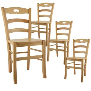 Lot De 4 Chaises Naturelles Et Assises En Bois - Suzy