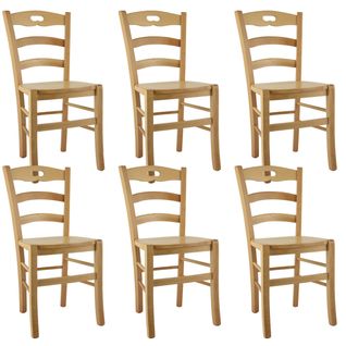 Lot De 6 Chaises Naturelles Et Assises En Bois - Suzy