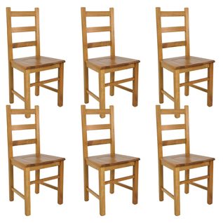 Lot De 6 Chaises Teinté Chêne Et Assises En Bois - Orta