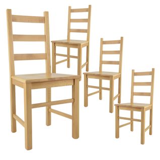 Lot De 4 Chaises Naturelles Et Assises En Bois - Orta