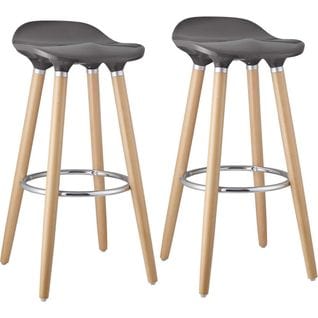 Lot De 2 Tabourets De Bar Gris Et Pieds Aspect Bois - Bibenne