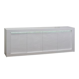 Buffet 4 Portes Laqué Blanc à Relief Et LEDs - Dayton White