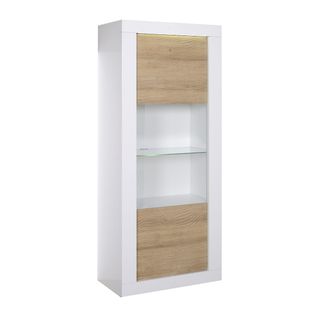 Vitrine 1 Porte Réversible Effet Chêne Et Leds - Dayton Oak