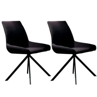 Lot De 2 Chaises Tissu Noir Piètement Etoile - Medina