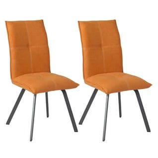 Lot De 2 Chaises Tissu Coloris Orange - Bispo