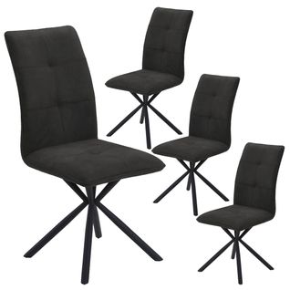 Lot De 4 Chaises Matelassées Noires Piètement Etoile - Eccla