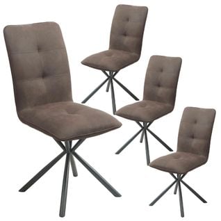 Lot De 4 Chaises Matelassées Marron Piètement Etoile - Eccla