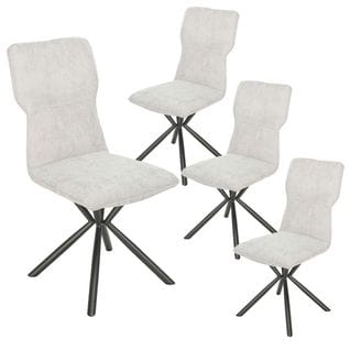 Lot De 4 Chaises Tissu Chiné Blanc Piètement Etoile - Past