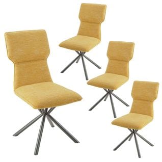 Lot De 4 Chaises Tissu Chiné Jaune Piètement Etoile - Past