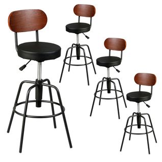 Lot De 4 Tabourets De Bar Réglables Pivotants Noirs - Robusto