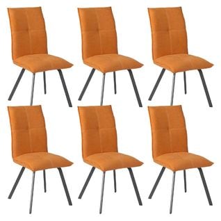 Lot De 6 Chaises Tissu Coloris Orange - Bispo