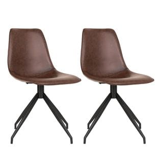 Lot De 2 Chaises Pivotantes Simili Cuir Marron - Goop