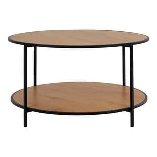 Table Basse Ronde Acier Et Effet Bois Naturel - Vollrad