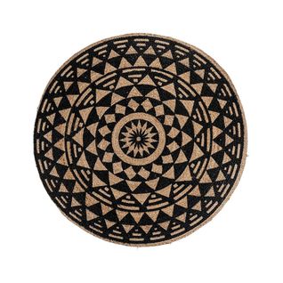 Tapis Rond Ø120cm En Jute Avec Imprimés Noirs - Thane