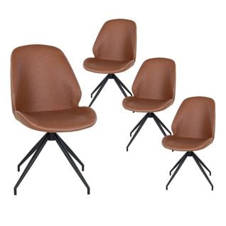 Lot De 4 Chaises Incurvées Pivotantes Simili Marron - Gaya