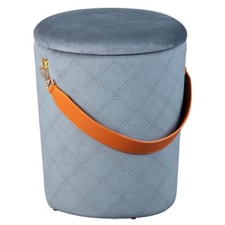 Pouf Avec Coffre Et Lanière Gris - Najoua