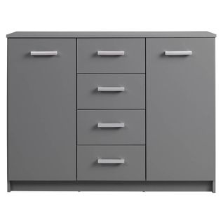 Buffet 2 Portes 4 Tiroirs Coloris Gris Graphite - Zeine