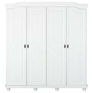 Armoire 4 Portes Bois Massif Blanc - Neder