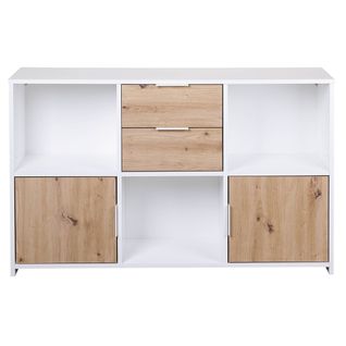 Meuble Multi-rangement Blanc Et Effet Bois - Ophely