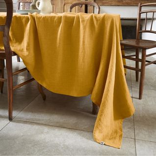 Nappe Rectangulaire 170x350cm Lin Lavé Coloris Miel - Margaux