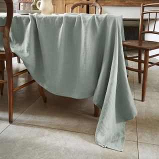 Nappe Rectangulaire 170x350cm Lin Lavé Coloris Eucalyptus - Margaux