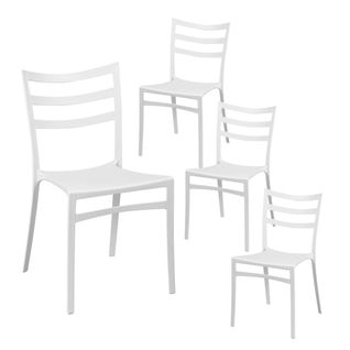 Lot De 4 Chaises En Polypropylène Blanc - Monny