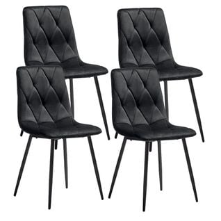 Lot De 4 Chaises Capitonnées Noires Pieds Bois - Carine