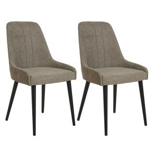 Lot De 2 Chaises Bi-matière Assise Tissu Avec Dos Simili Cuir Marron - Felix