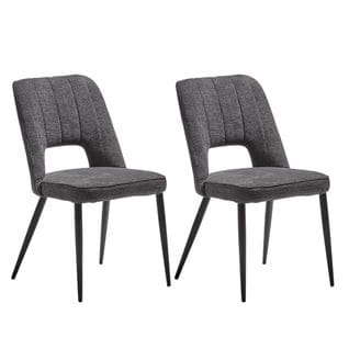 Lot De 2 Chaises Tissu Maille Polyester Et Liseré Gris Foncé Chiné - Fabrice