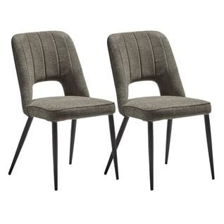 Lot De 2 Chaises Tissu Maille Polyester Et Liseré Vert Foncé Chiné - Fabrice