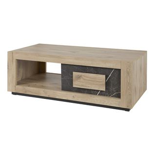 Table Basse 1 Tiroir 1 Niche Aspect Bois Et Marbre - Kittry