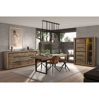 Ensemble Complet Buffet 3 Portes Et Table 230 Cm Aspect Bois - Antonin