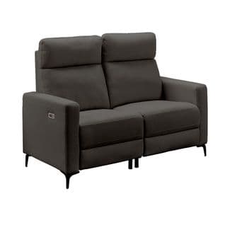 Canapé Relax Electrique 2 Places New Nobuck Anthracite Pieds Métal - Evora