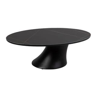 Table Basse Noire Plateau Céramique Marbré Pied En Abs - Maala