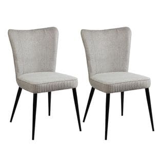 Lot De 2 Chaises Tissu Gris Clair Chiné Pieds Métal Noir Mat - Maurine