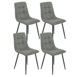 Lot De 4 Chaises Tissu Gris Pieds Métal Gris Anthracite - Ernest