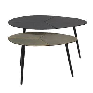 Lot De 2 Tables Acier Finition Doré Antique Et Noire - Bradley