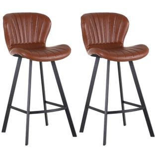 Lot De 2 Tabourets De Bar Simili Camel - Thelma