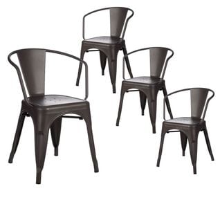 Lot De 4 Chaises Métalliques Gris Anthracite - Lucy