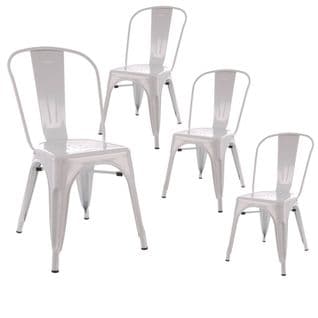 Lot De 4 Chaises Métalliques Blanches - Pamela