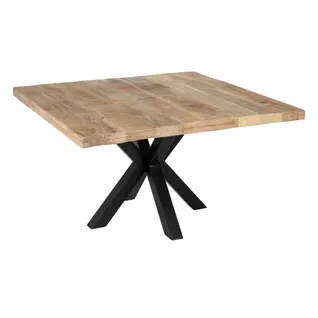 Table Repas Carrée 130cm Pieds Métal Et Plateau Bois - Egur